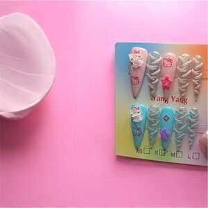 Cute Nail Art Set with Hello Kitty and Glitter